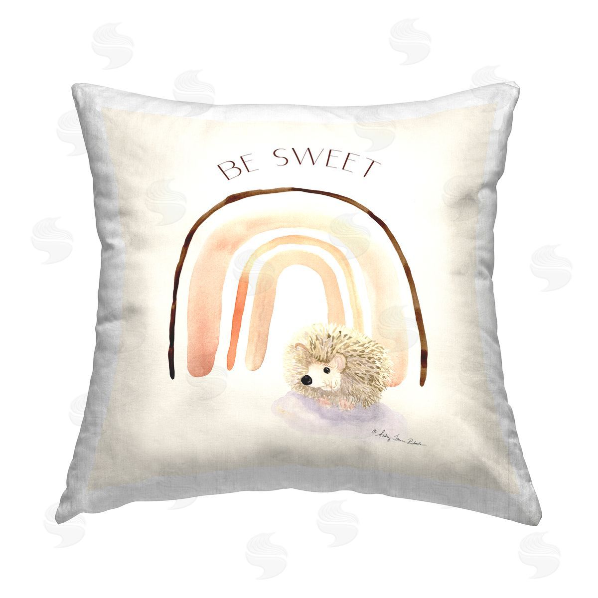 Be Sweet Pastel Rainbow Hedgehog Decorative Printed Pillow, Home Decor by Audrey Jeanne Roberts