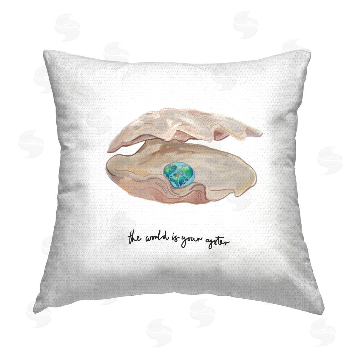 Teal Ocean Pearl Clamshell Outdoor Printed Pillow, Home Decor by Amelia Noyes