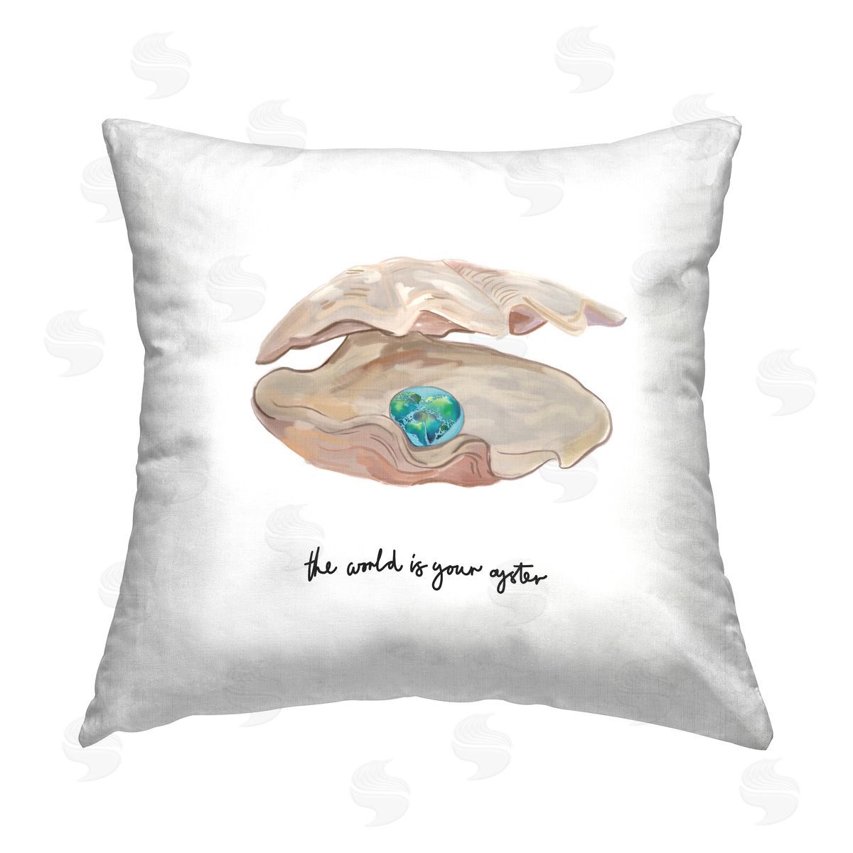 Teal Ocean Pearl Clamshell Decorative Printed Pillow, Home Decor by Amelia Noyes