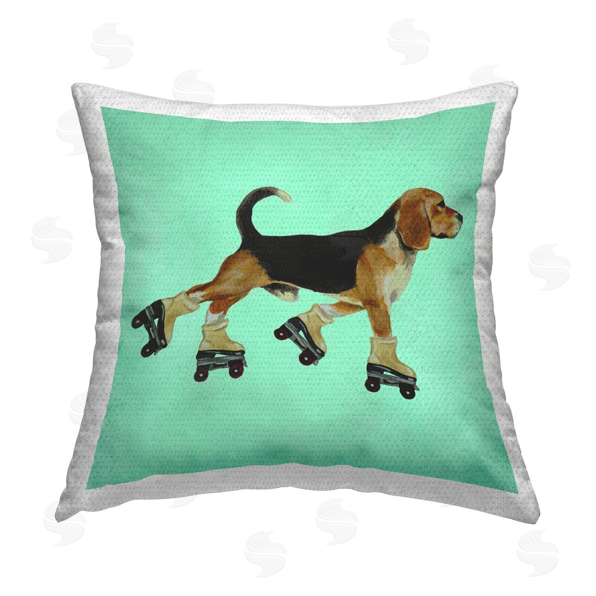 Funny Beagle In Roller Skates Outdoor Printed Pillow, Home Decor by Coco de Paris