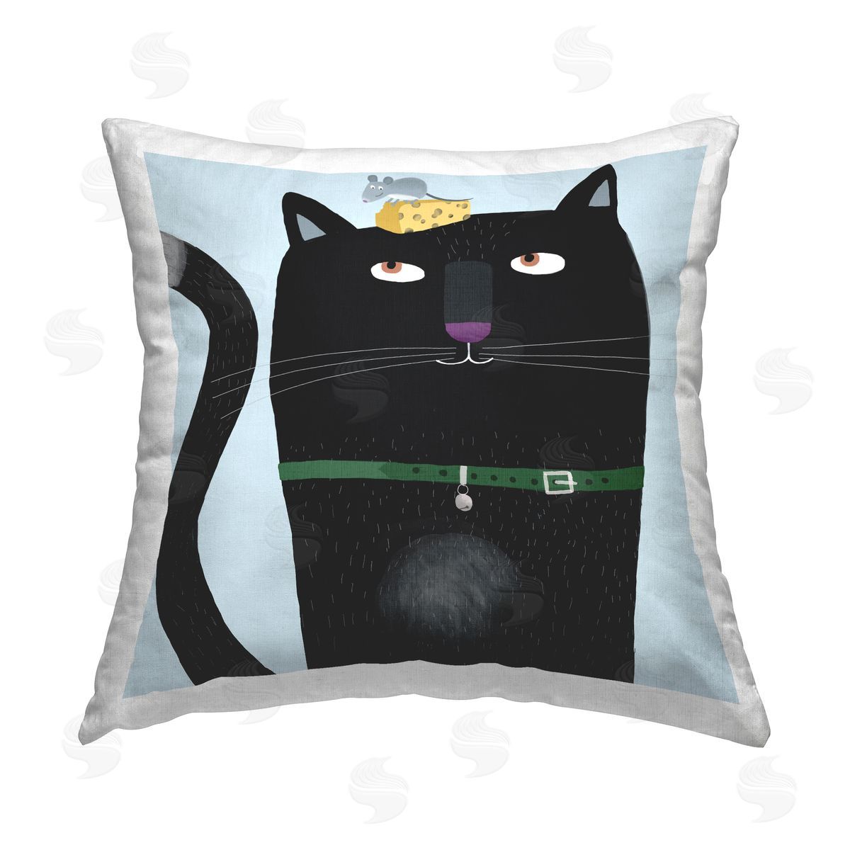 Funny Cat & Mouse Animal Friends Decorative Printed Pillow, Home Decor by Carla Daly