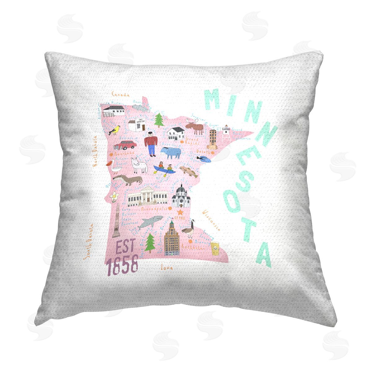 Minnesota Attractions & Landmarks Outdoor Printed Pillow, Home Decor by Carla Daly
