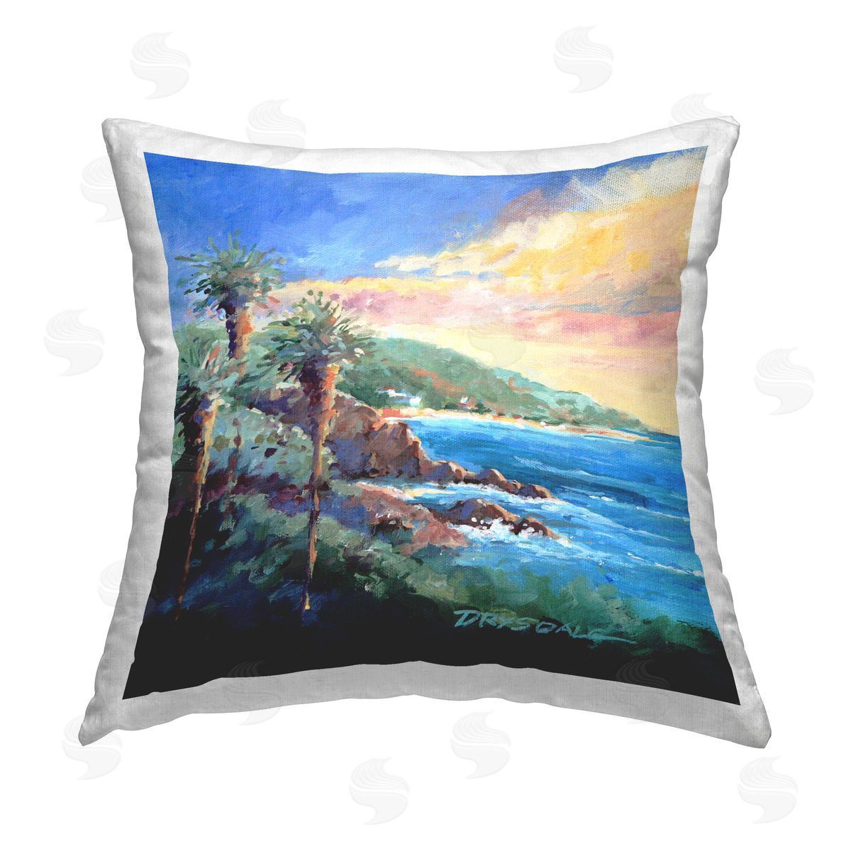 Tropical Summer Palm Trees Decorative Printed Pillow, Home Decor by Bill Drysdale