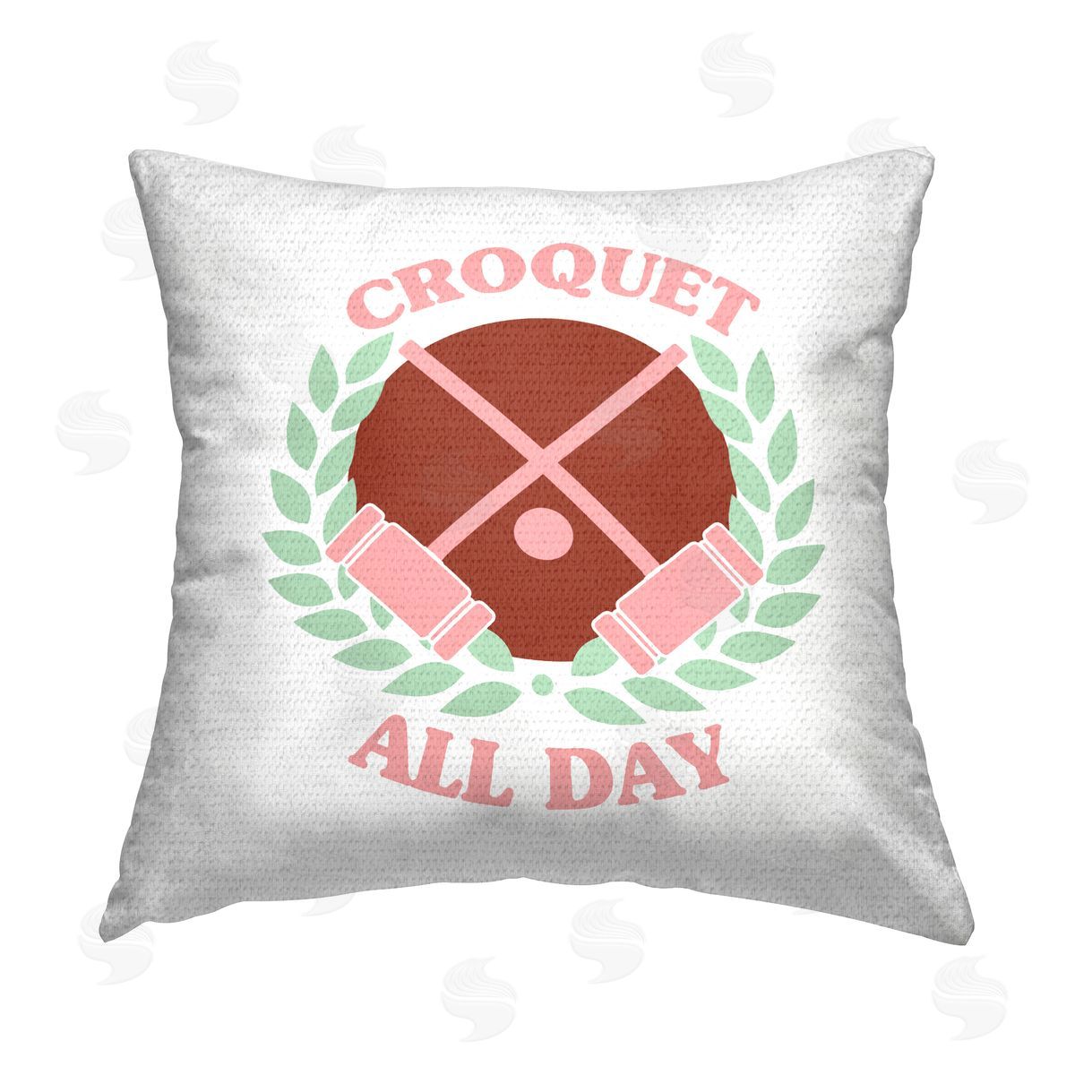 Croquet All Day Pastel Laurel Outdoor Printed Pillow, Home Decor by Stupell Studio