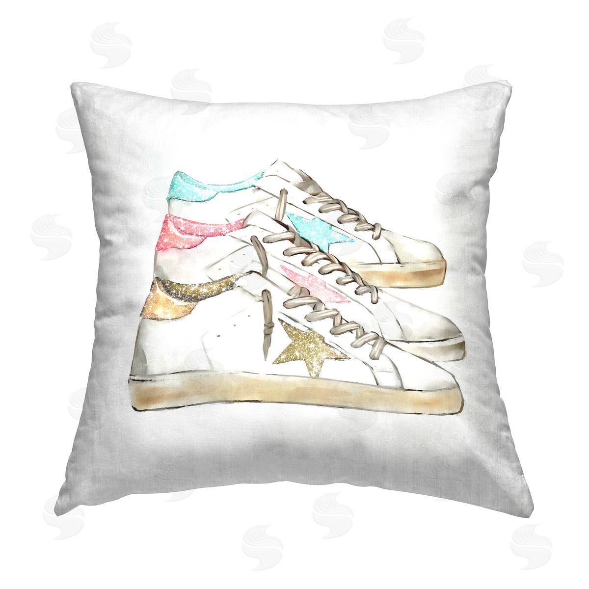 Pastel Star Shape Fashion Sneakers Decorative Printed Pillow, Home Decor by Ziwei Li