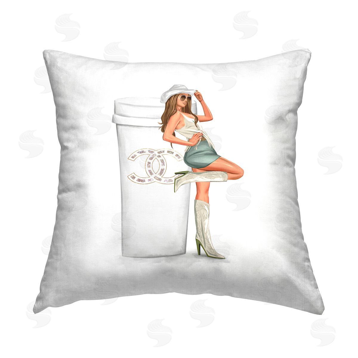 Glam Southern Girl Fashion Coffee Decorative Printed Pillow, Home Decor by Ziwei Li