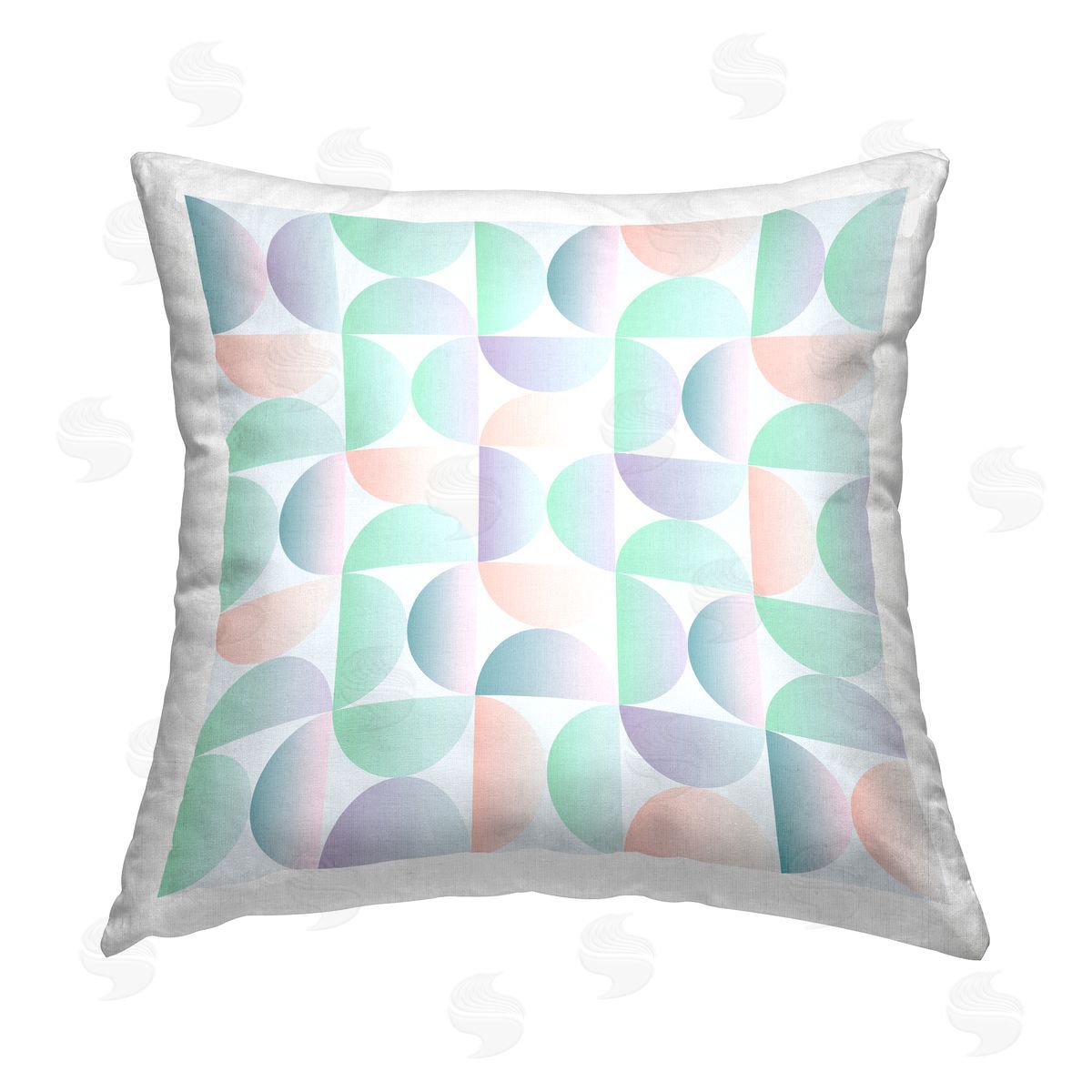 Abstract Pastel Retro Shapes Decorative Printed Pillow, Home Decor by Ziwei Li