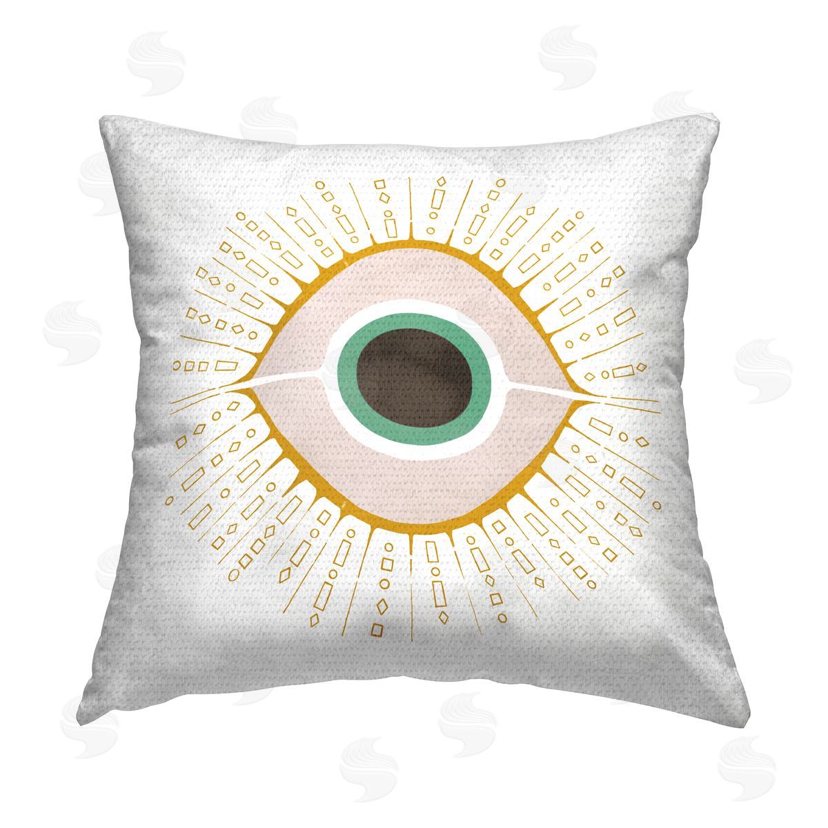 Evil Eye Green Patterned Symbol Outdoor Printed Pillow, Home Decor by Ziwei Li