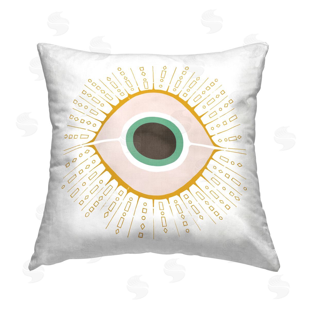 Evil Eye Green Patterned Symbol Decorative Printed Pillow, Home Decor by Ziwei Li