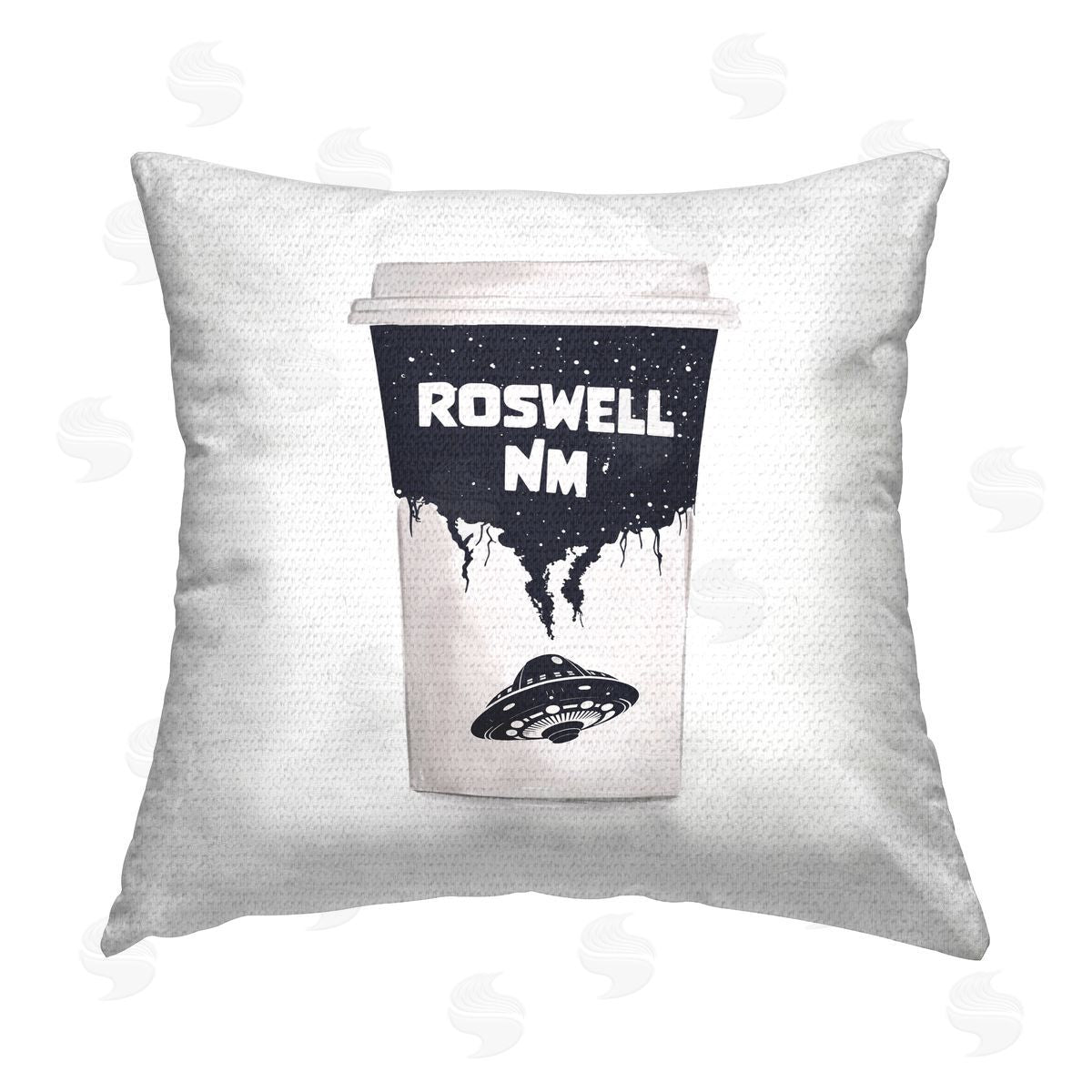 Roswell New Mexico UFO Coffee Cup Outdoor Printed Pillow, Home Decor by Ziwei Li