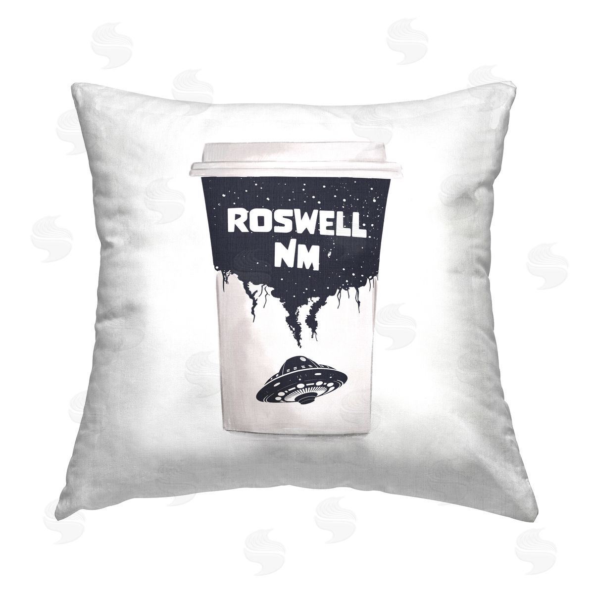 Roswell New Mexico UFO Coffee Cup Decorative Printed Pillow, Home Decor by Ziwei Li