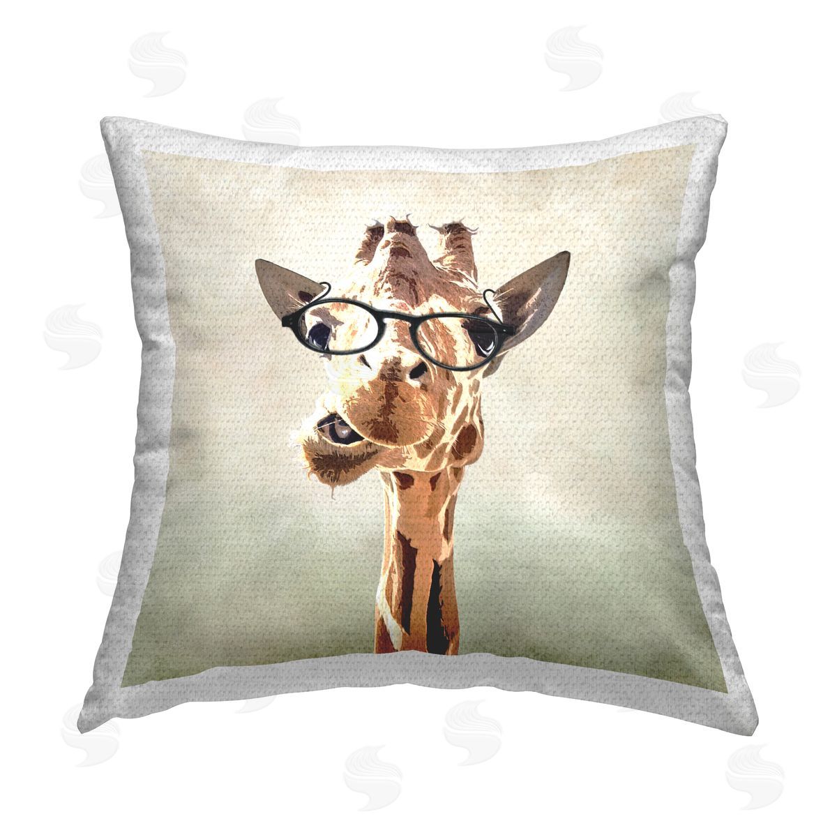 Funny Giraffe Wearing Glasses Outdoor Printed Pillow, Home Decor by Karen Smith
