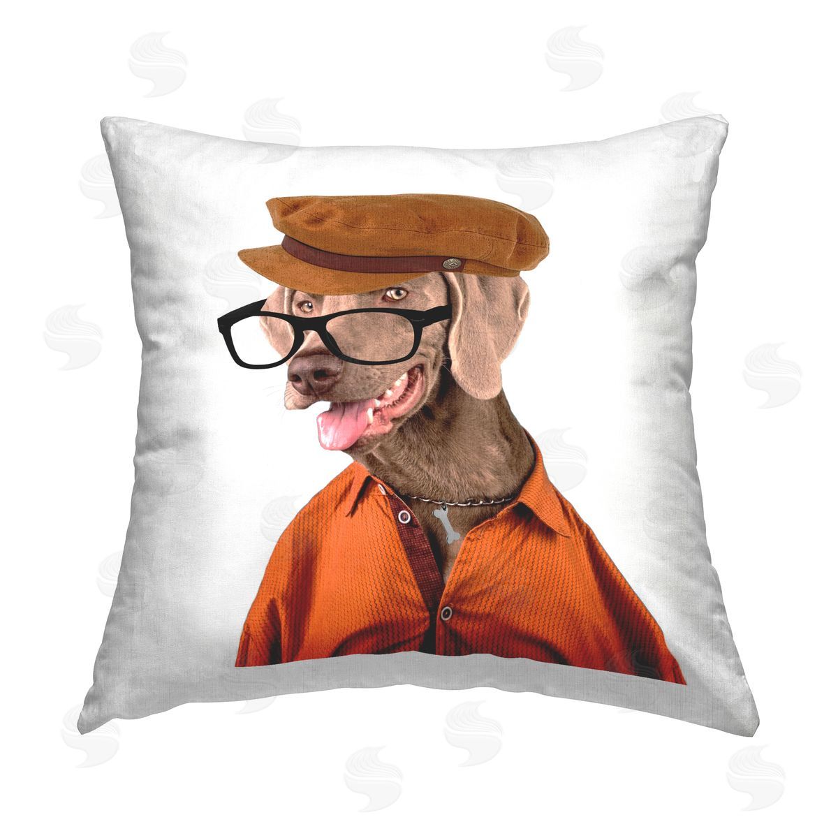 Dog Wearing Cap & Glasses Decorative Printed Pillow, Home Decor by Karen Smith