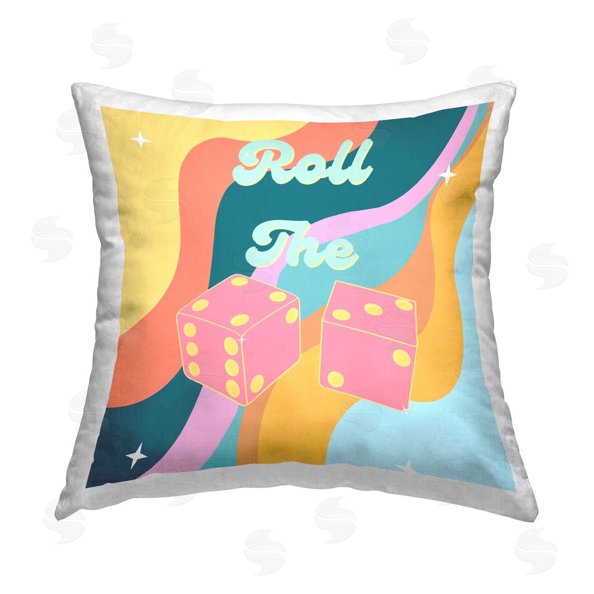 Retro Roll The Dice Decorative Printed Pillow, Home Decor by Ashley Singleton