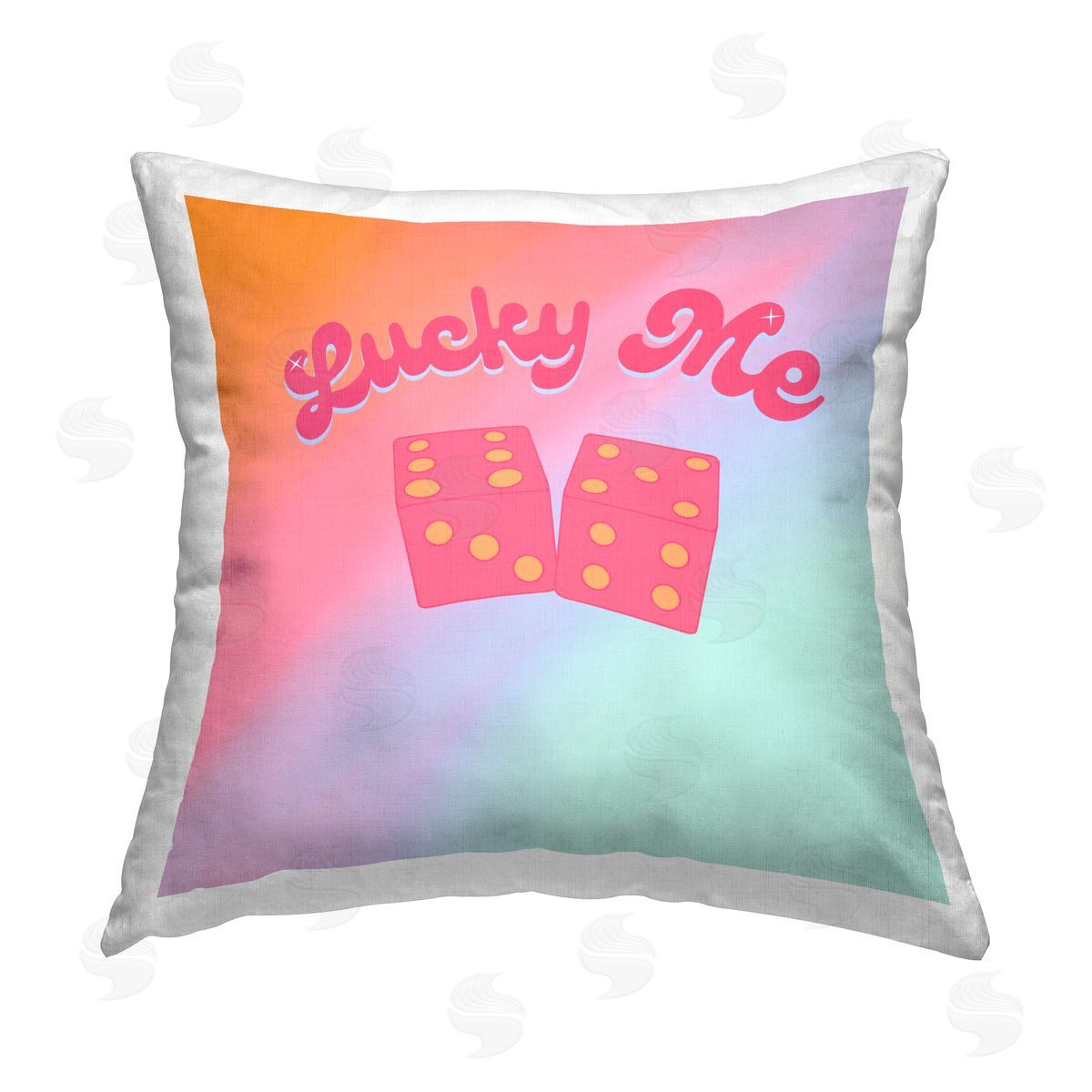 Lucky Me Retro Rainbow Dice Decorative Printed Pillow, Home Decor by Ashley Singleton