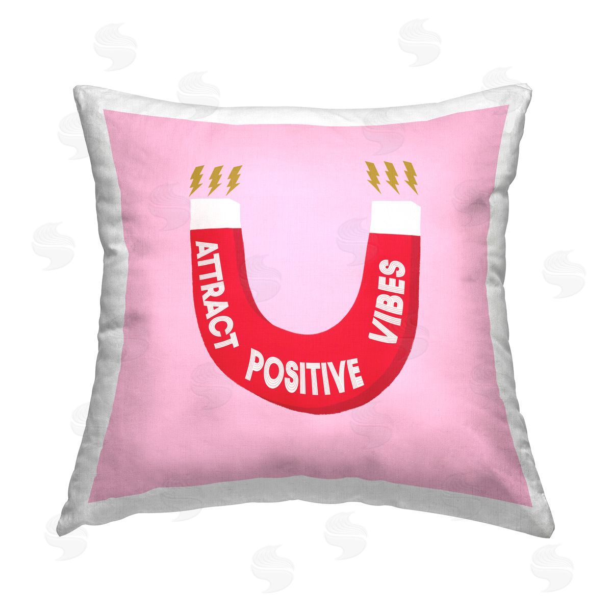 Attract Positive Vibes Pink Magnet Decorative Printed Pillow, Home Decor by Ashley Singleton