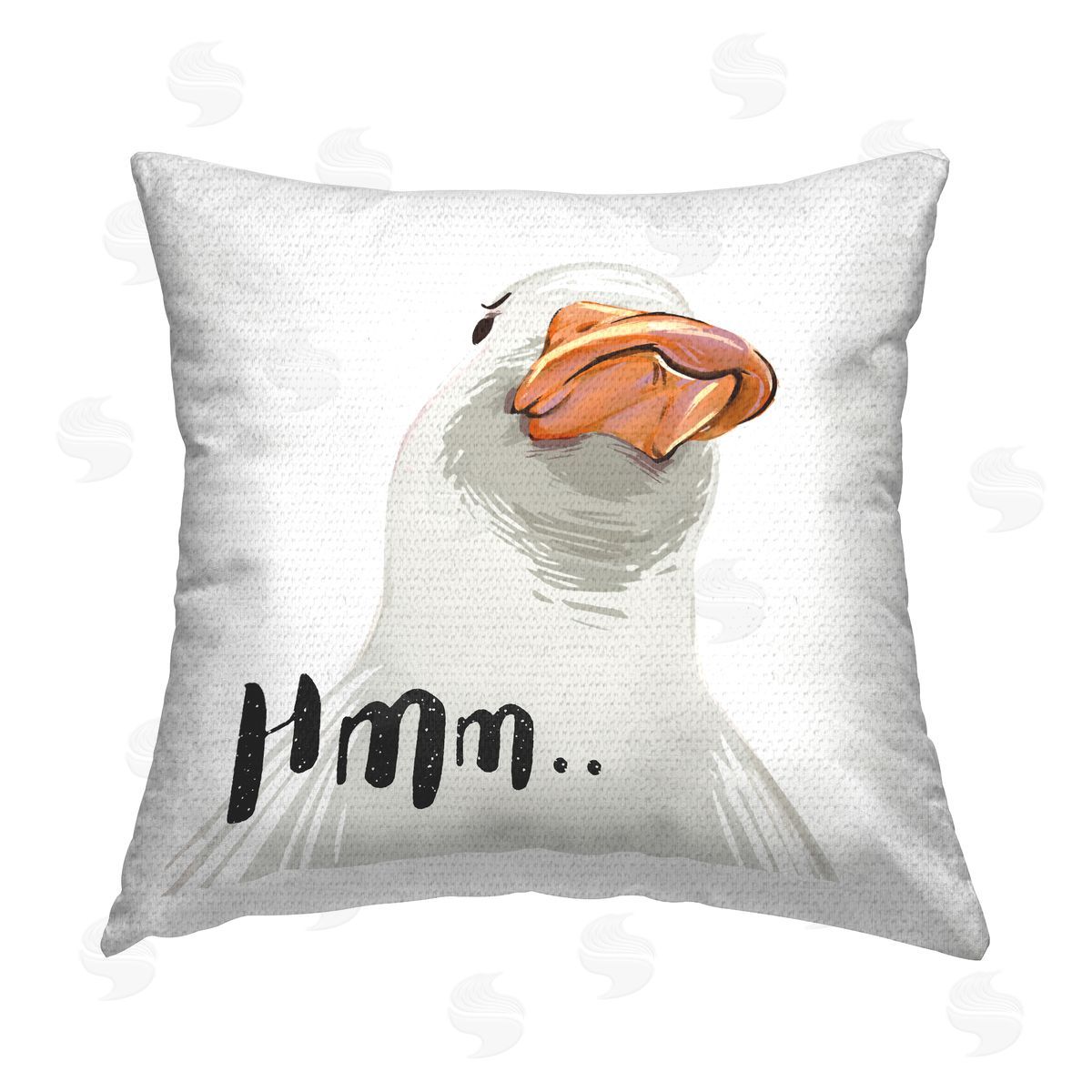 Hmm.. Thinking White Duck Animal Outdoor Printed Pillow, Home Decor by Ziwei Li
