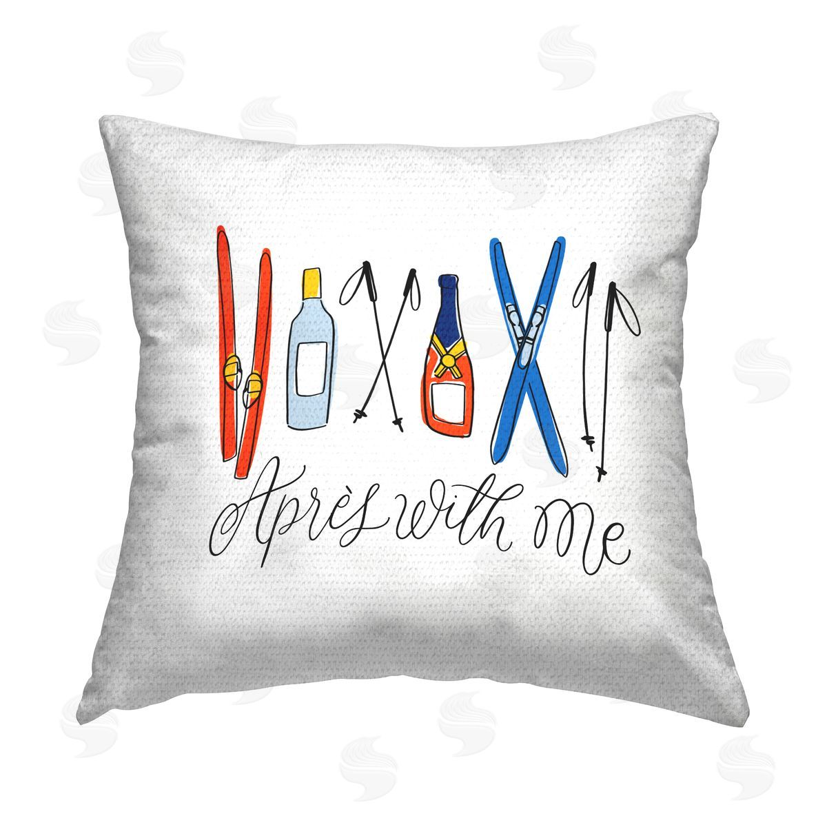 Apres With Me Winter Skiing Sports Outdoor Printed Pillow, Home Decor by Doodles.Ink.
