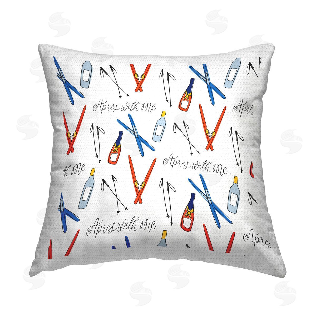 Apres With Me Skis Outdoor Printed Pillow, Home Decor by Doodles.Ink.