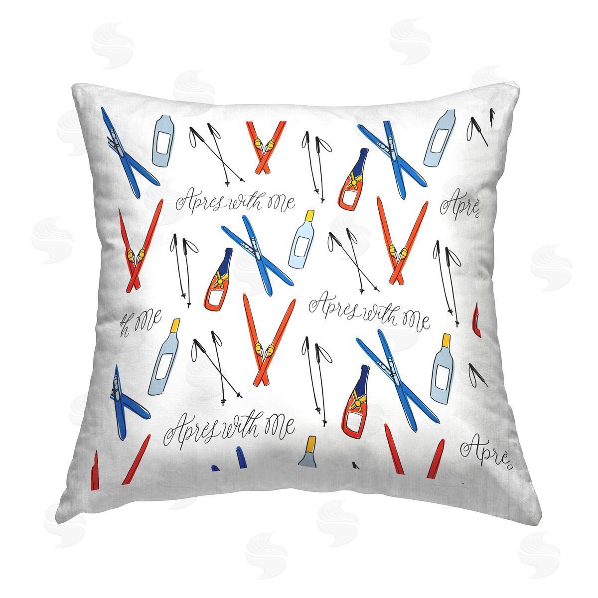 Apres With Me Skis Decorative Printed Pillow, Home Decor by Doodles.Ink.