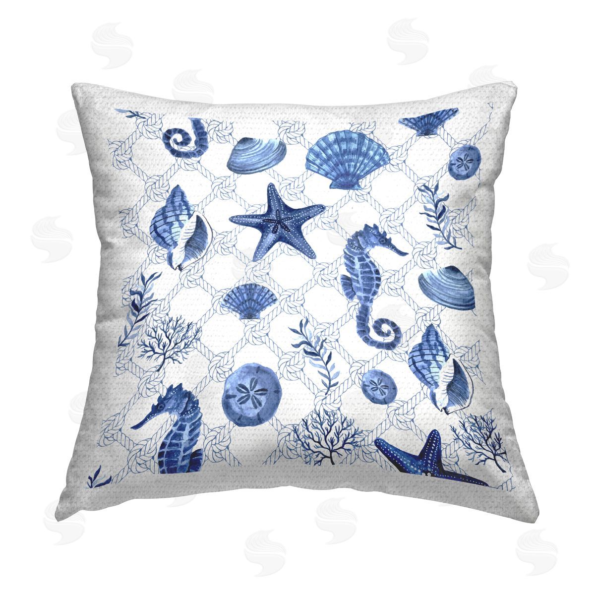 Nautical Sea Life Boat Rope Pattern Outdoor Printed Pillow, Home Decor by Sharon Lee