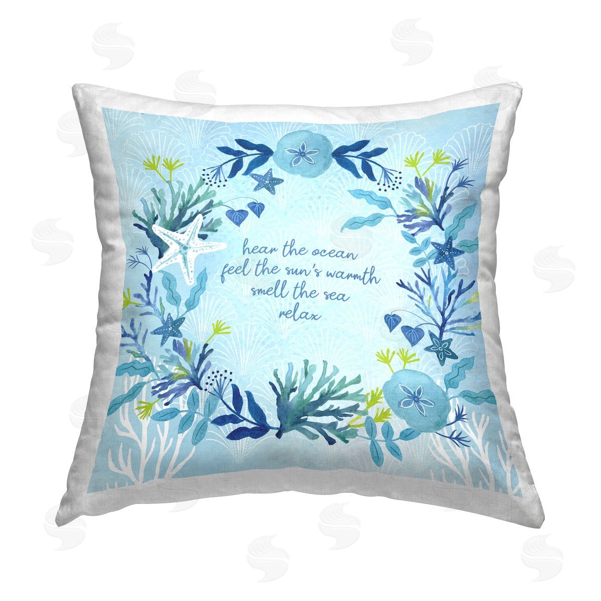 Hear The Ocean & Relax Decorative Printed Pillow, Home Decor by Sharon Lee