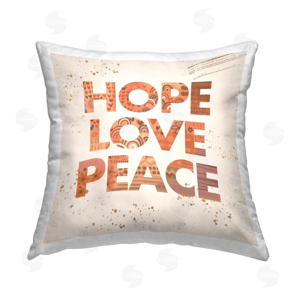 Boho Hope Love Peace Phrase Decorative Printed Pillow, Home Decor by Sharon Lee