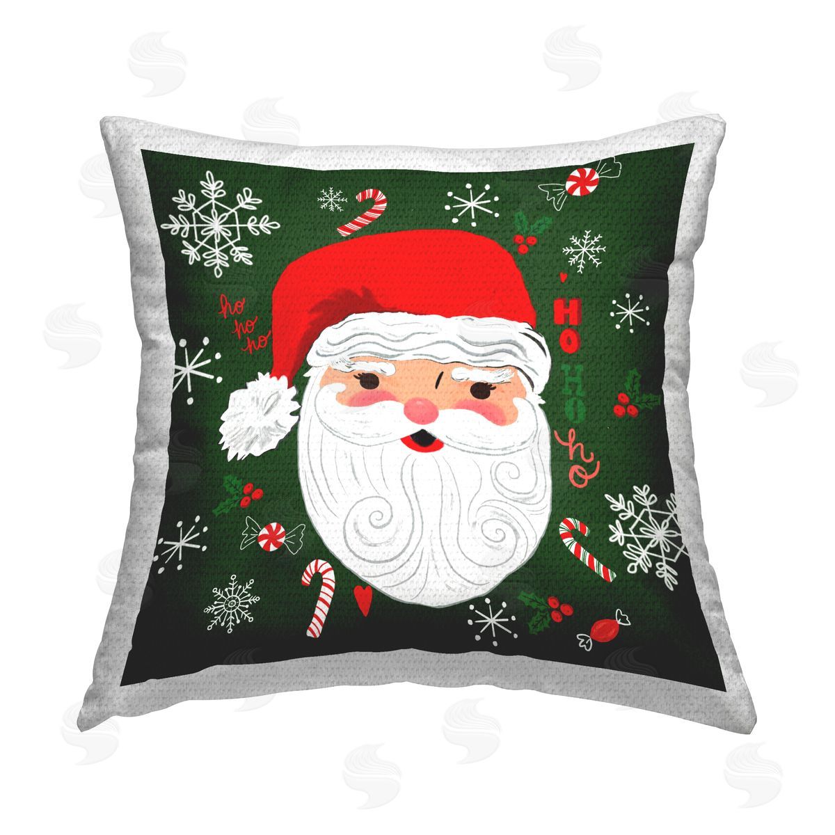 Santa Claus Holiday Snowflakes Outdoor Printed Pillow, Home Decor by Sharon Lee