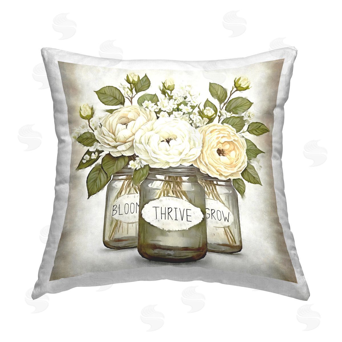Bloom Thrive Grow Flowers Decorative Printed Pillow, Home Decor by Ziwei Li