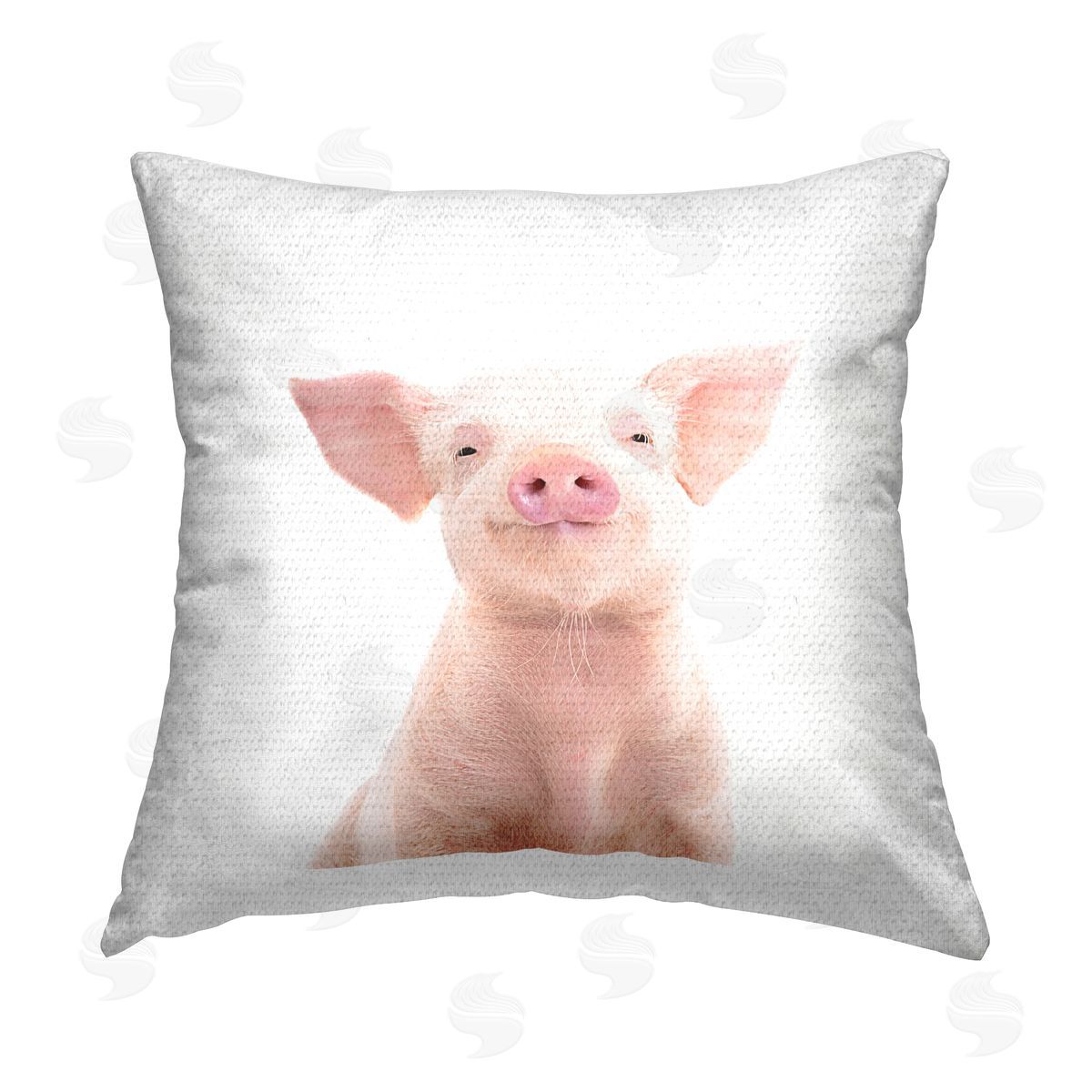 Happy Pink Pig Farm Animal Outdoor Printed Pillow, Home Decor by Katherin Pienaar