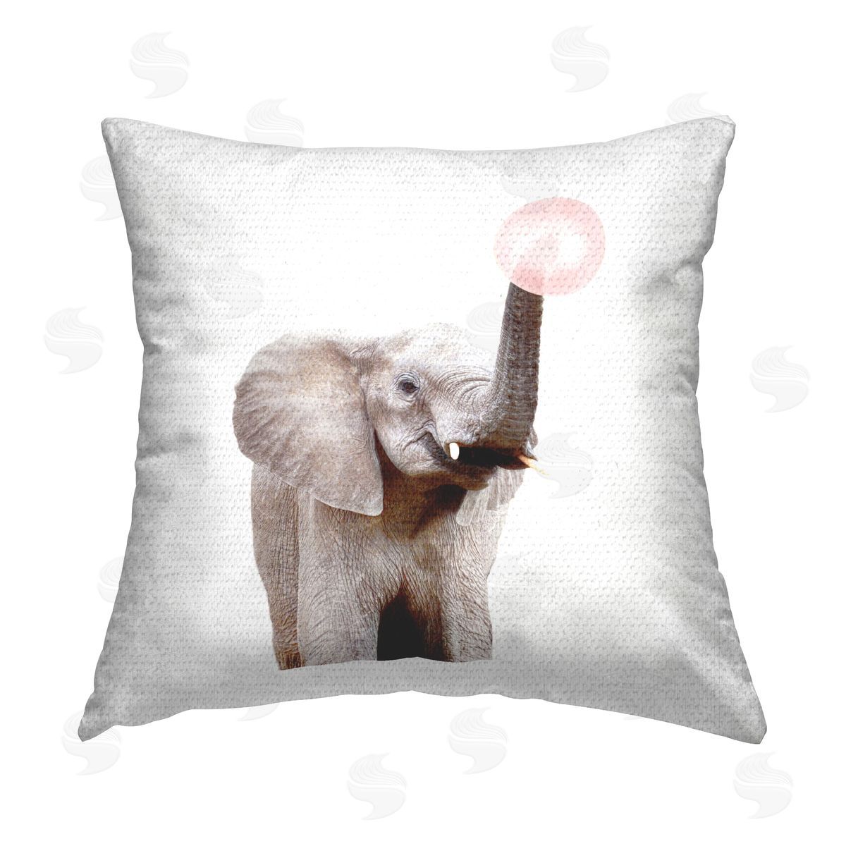 Funny Elephant Bubblegum Trunk Outdoor Printed Pillow, Home Decor by Katherin Pienaar