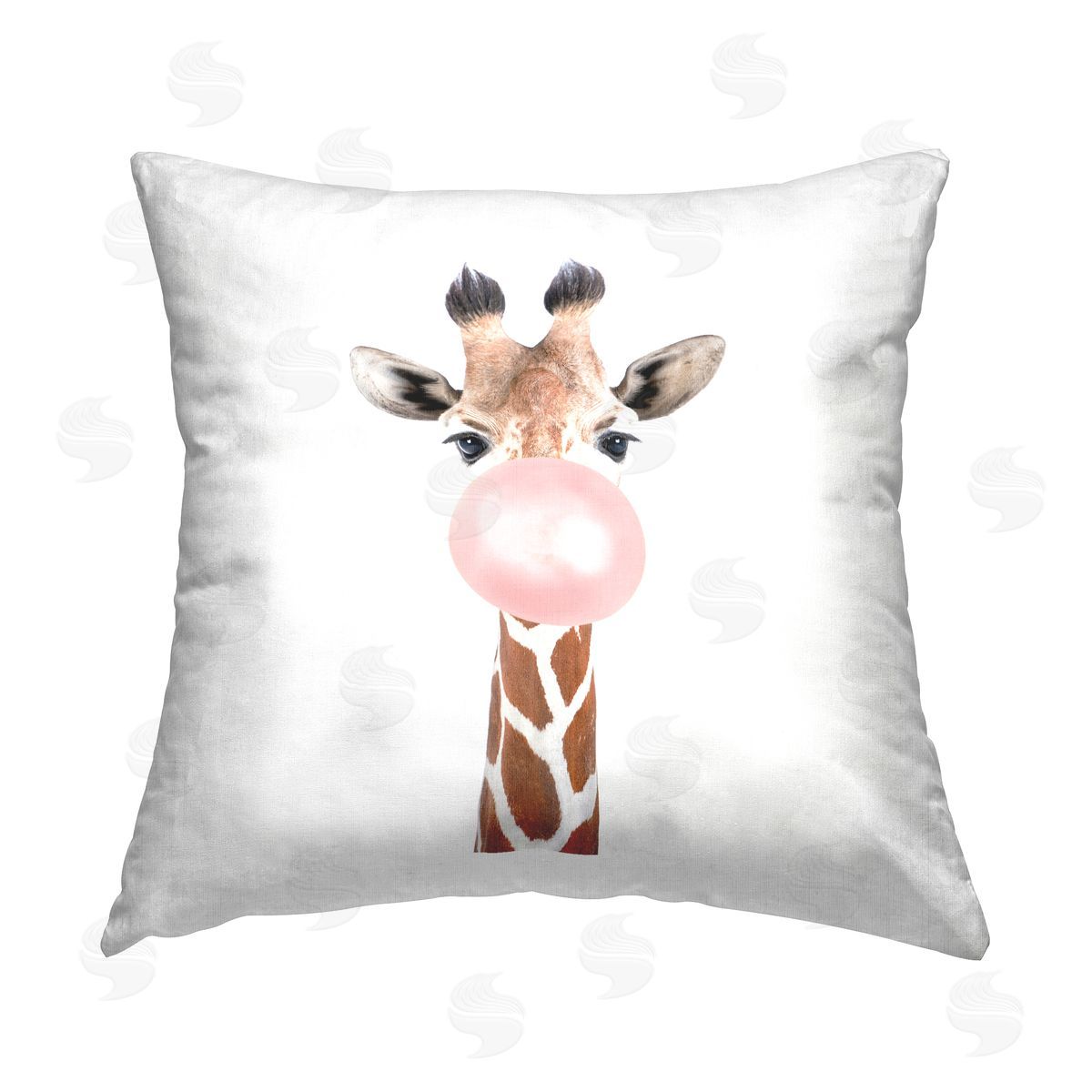 Giraffe Blowing Bubblegum Wildlife Decorative Printed Pillow, Home Decor by Katherin Pienaar