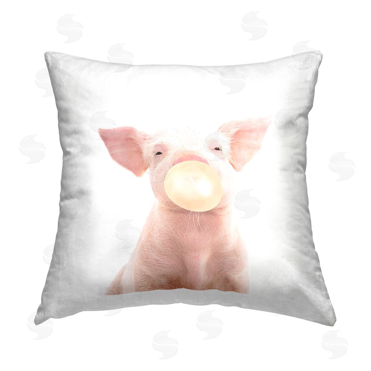 Farm Animal Cute Pig Bubblegum Decorative Printed Pillow, Home Decor by Katherin Pienaar