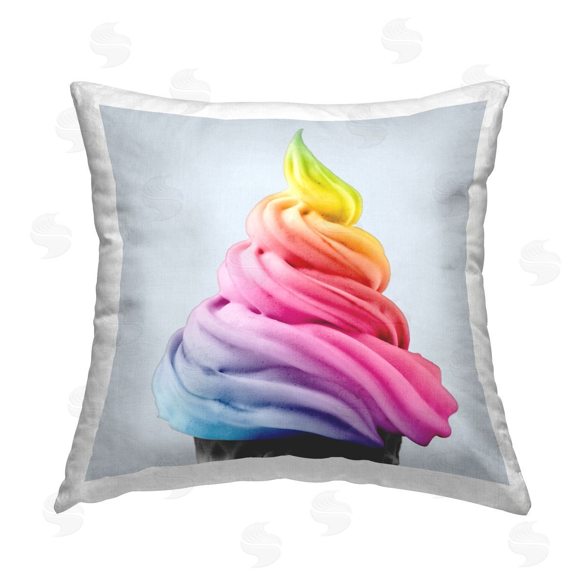 Rainbow Ice Cream Scoop Decorative Printed Pillow, Home Decor by Elephant Stock