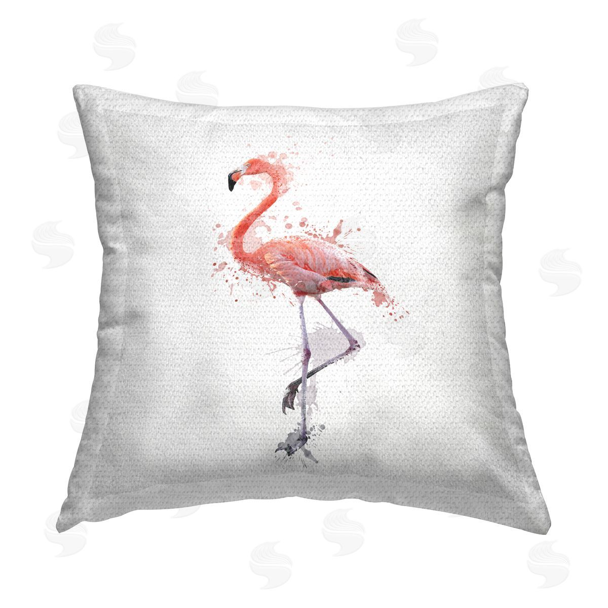 Flamingo with Pink Splash Outdoor Printed Pillow, Home Decor by Elephant Stock