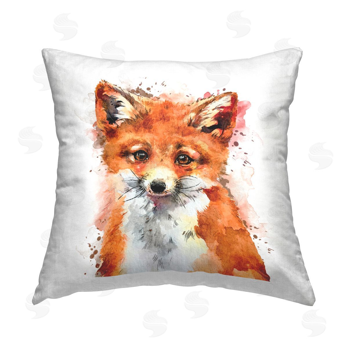 Fox Orange Watercolor Splash Decorative Printed Pillow, Home Decor by Elephant Stock