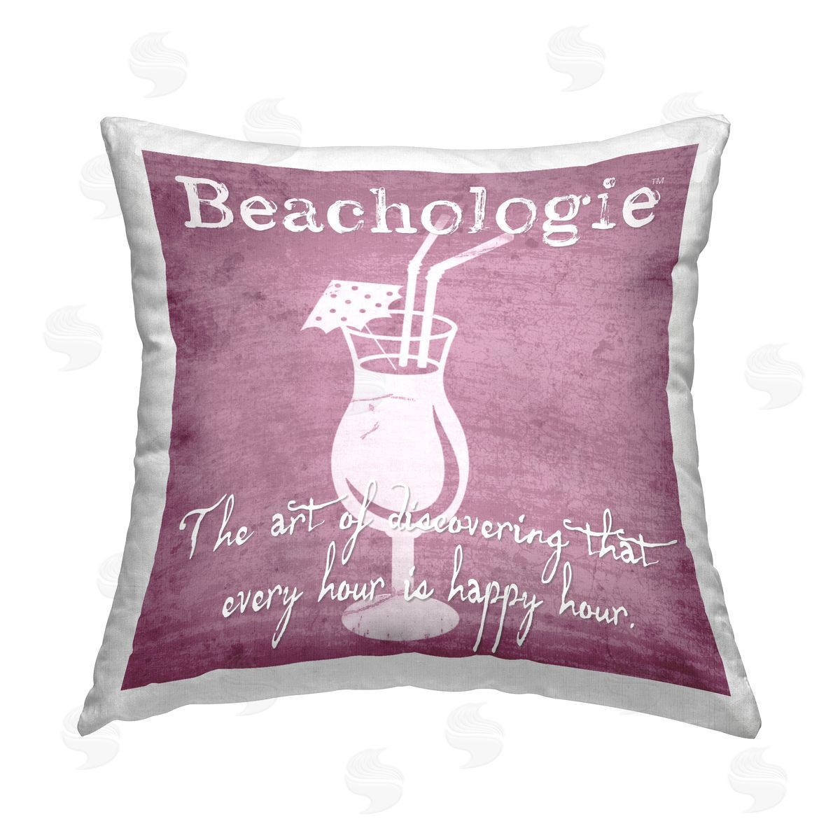 Beachologie Summer Cocktail Phrase Decorative Printed Pillow, Home Decor by Graffi*Tee Studios