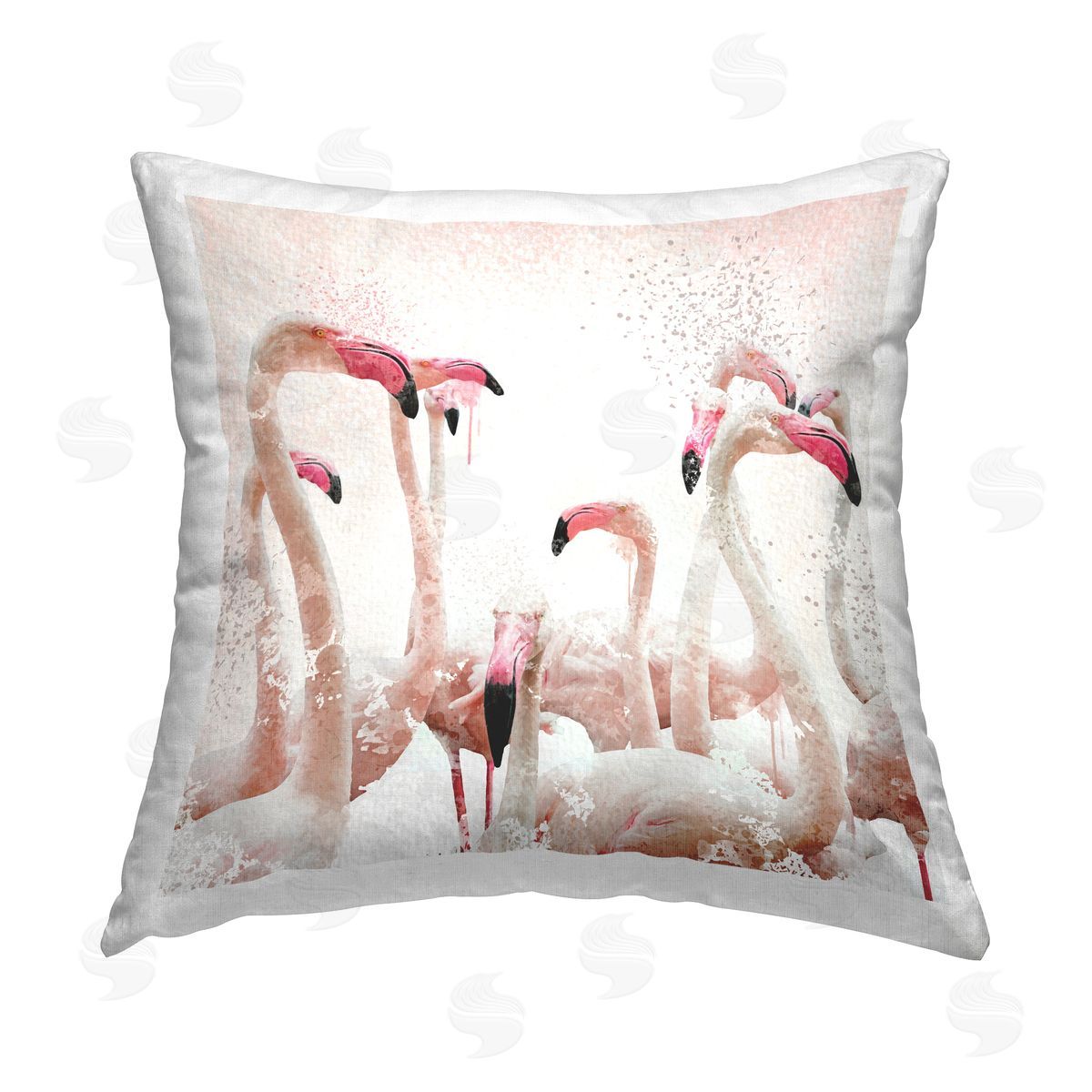 Pastel Pink Flamingo Flock Decorative Printed Pillow, Home Decor by Elephant Stock