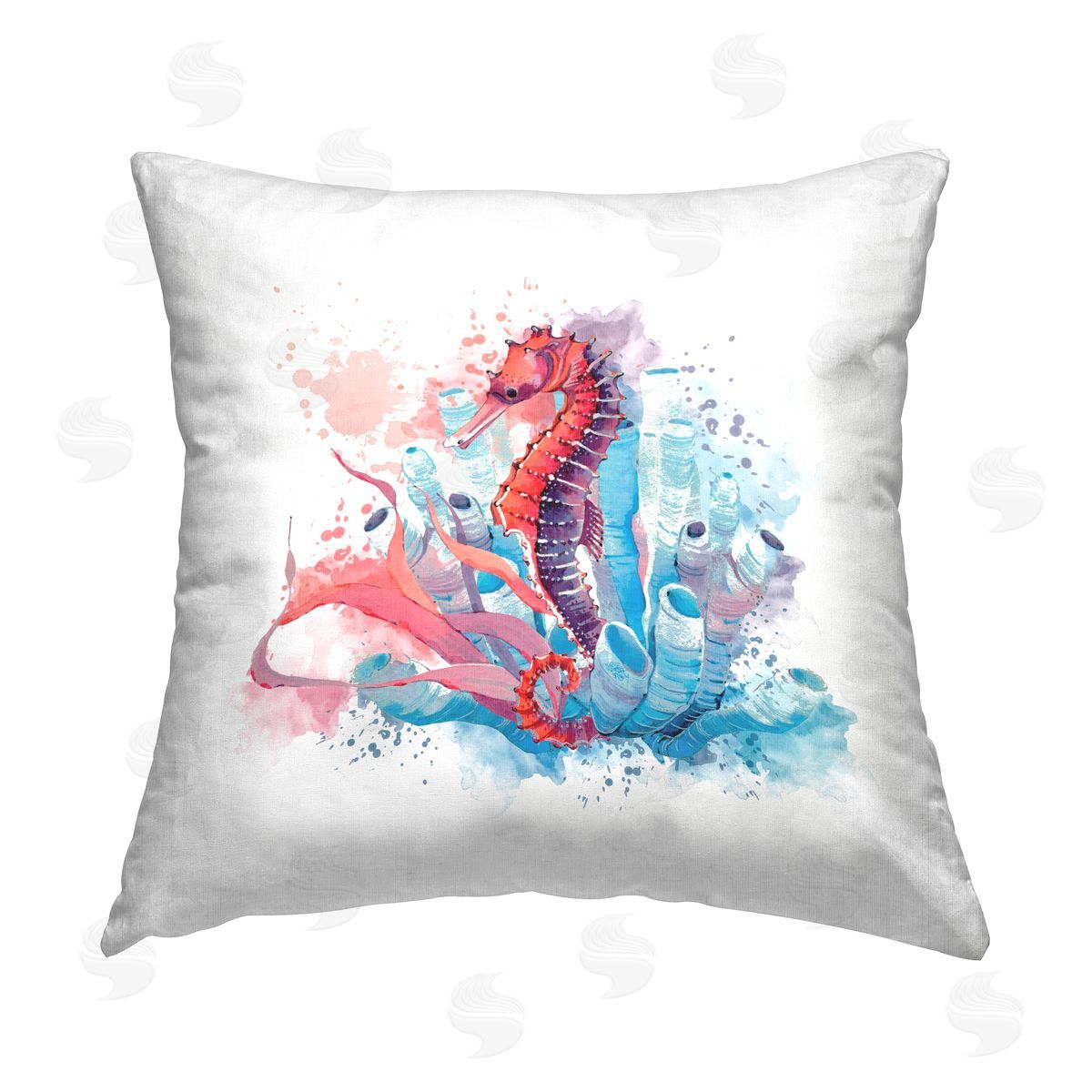 Pink & Blue Aquatic Seahorse Decorative Printed Pillow, Home Decor by Elephant Stock