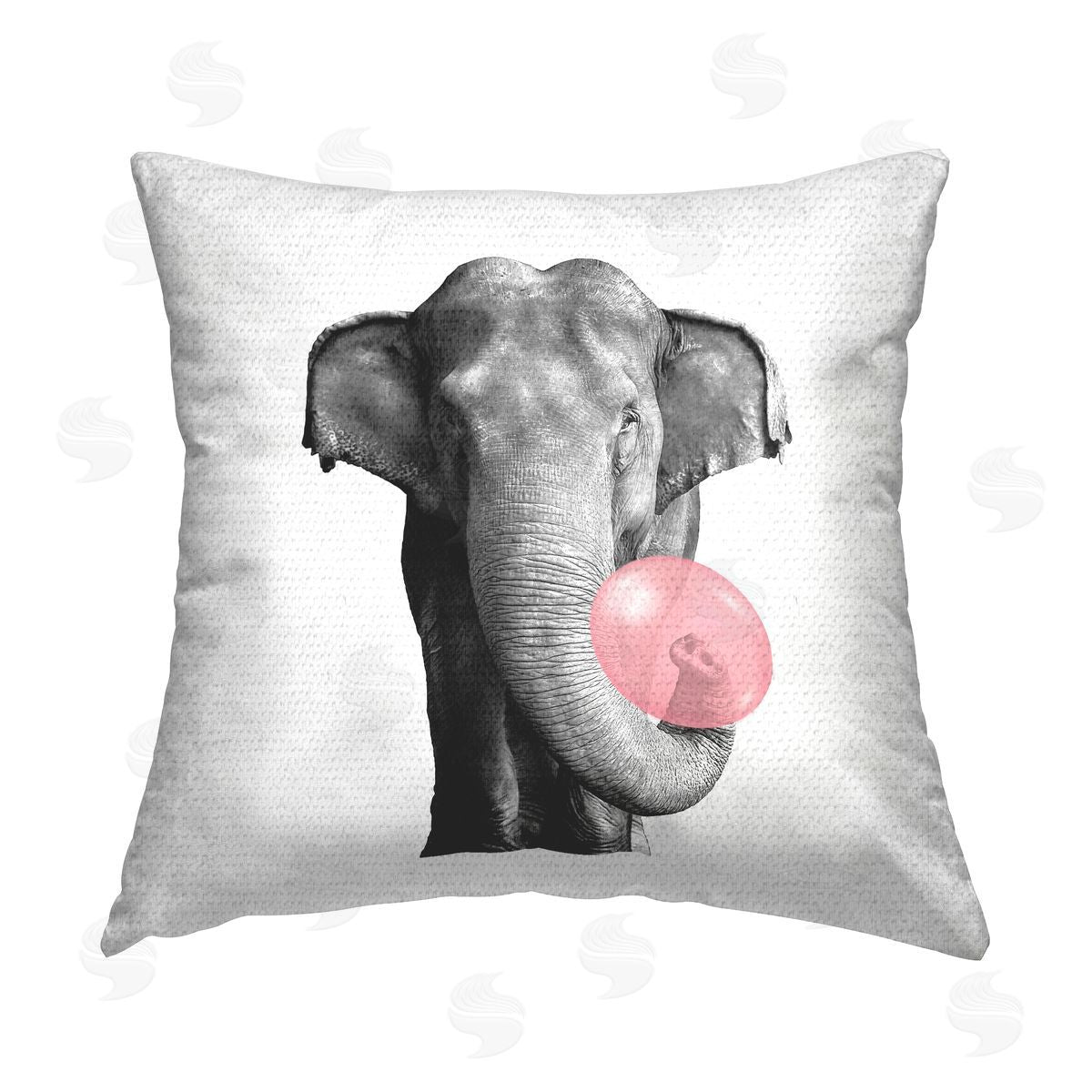 Elephant Trunk Blowing Bubble Outdoor Printed Pillow, Home Decor by Elephant Stock