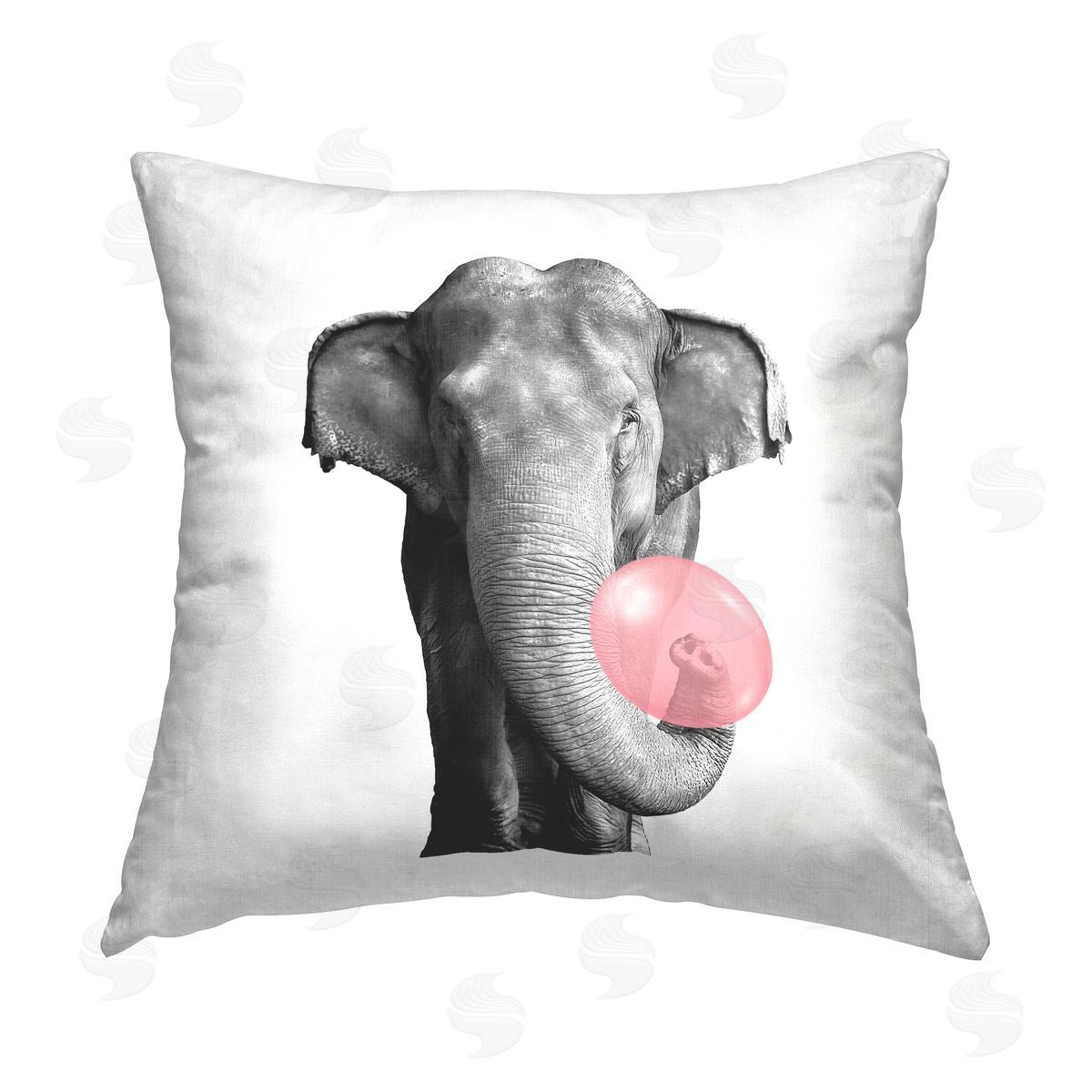 Elephant Trunk Blowing Bubble Decorative Printed Pillow, Home Decor by Elephant Stock
