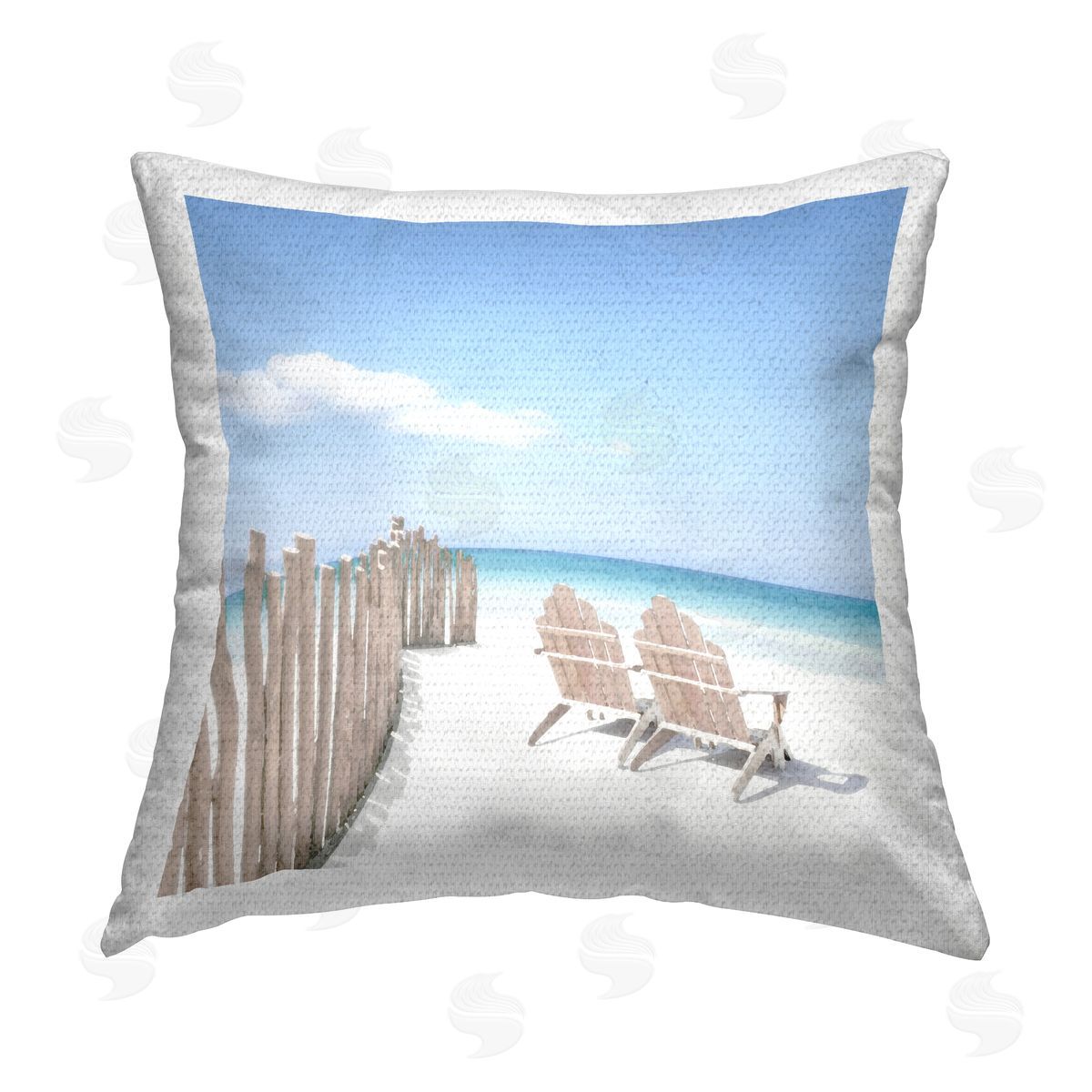Zen Beach Chairs on Shore Outdoor Printed Pillow, Home Decor by Noah Bay