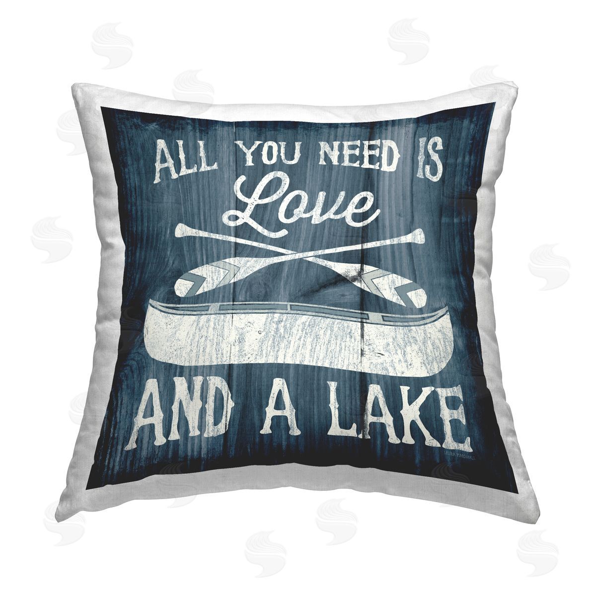 Love & Lake Canoe Phrase Decorative Printed Pillow, Home Decor by Laura Marshall