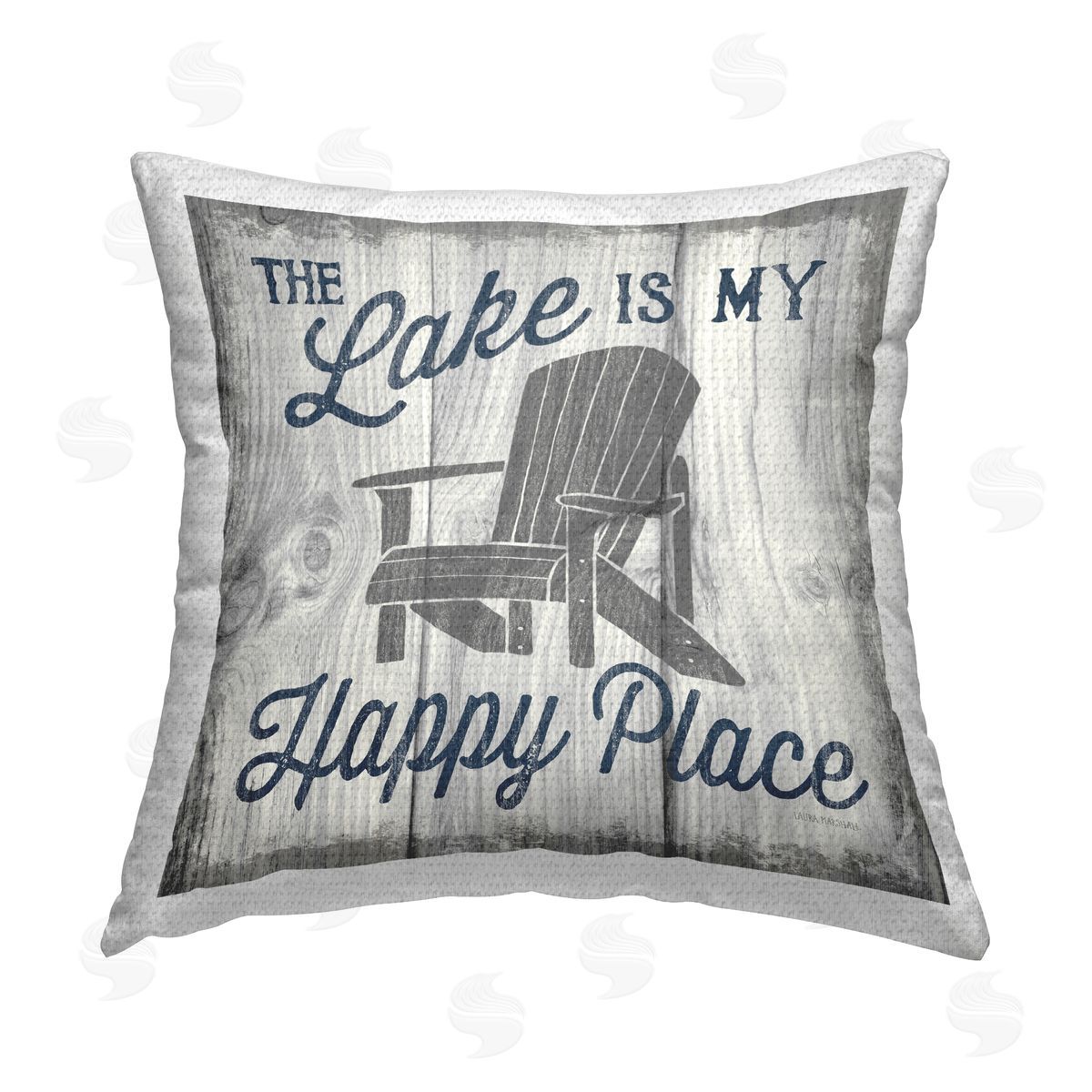 Lake Is My Happy Place Phrase Outdoor Printed Pillow, Home Decor by Laura Marshall