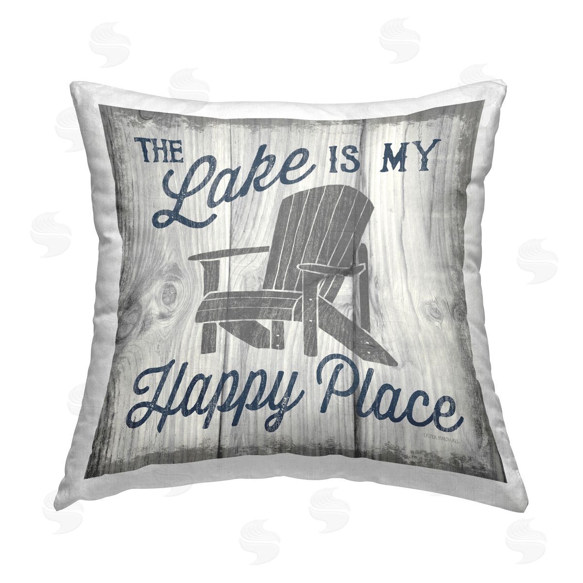 Lake Is My Happy Place Phrase Decorative Printed Pillow, Home Decor by Laura Marshall