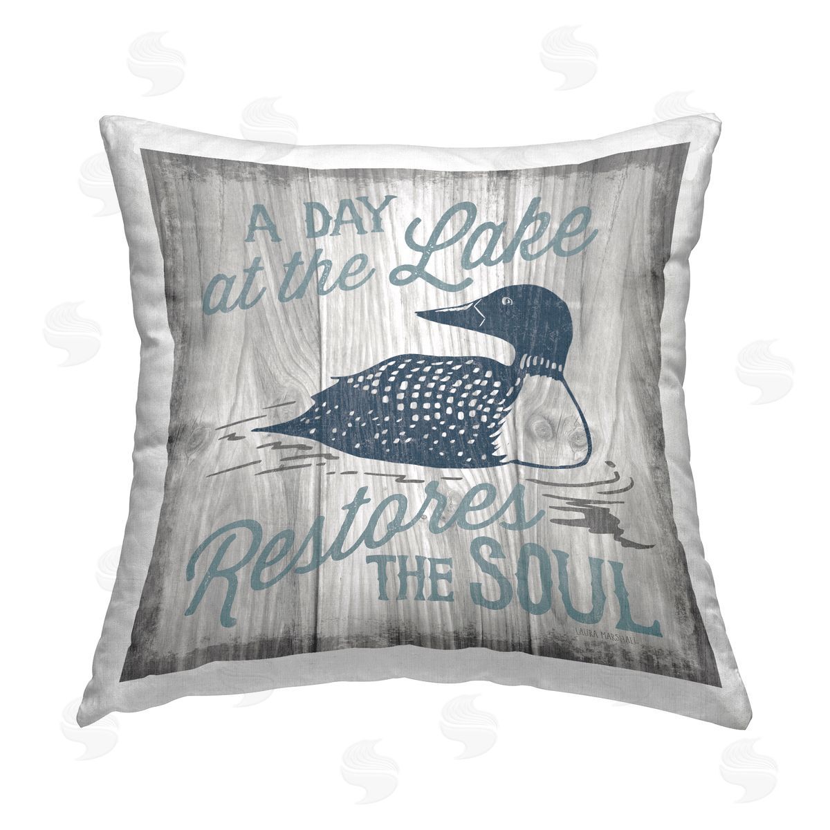 Lake Restores The Soul Phrase Decorative Printed Pillow, Home Decor by Laura Marshall