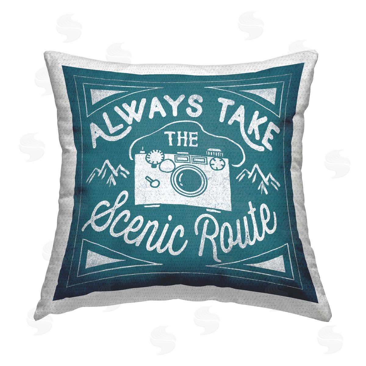 Always Take Scenic Route Phrase Outdoor Printed Pillow, Home Decor by Laura Marshall