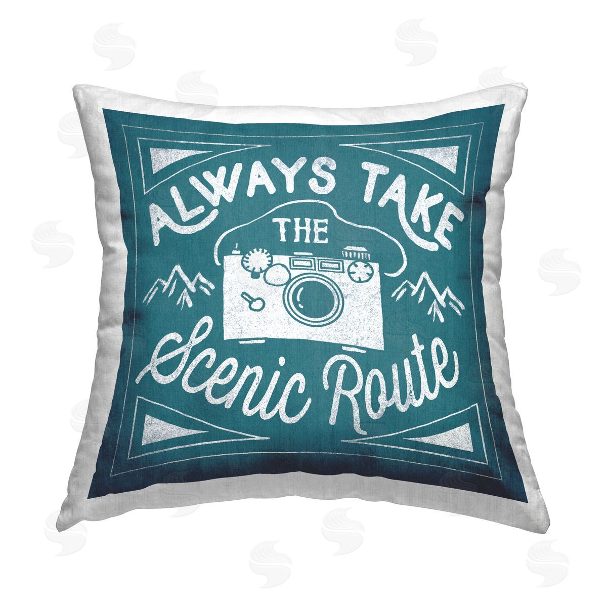 Always Take Scenic Route Phrase Decorative Printed Pillow, Home Decor by Laura Marshall