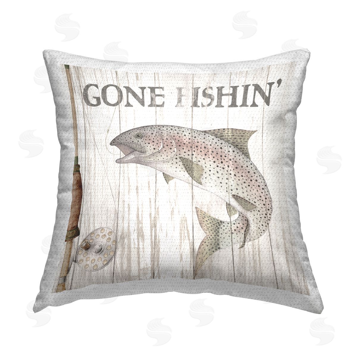 Gone Fishin' Rustic Pole Outdoor Printed Pillow, Home Decor by Wild Apple Portfolio