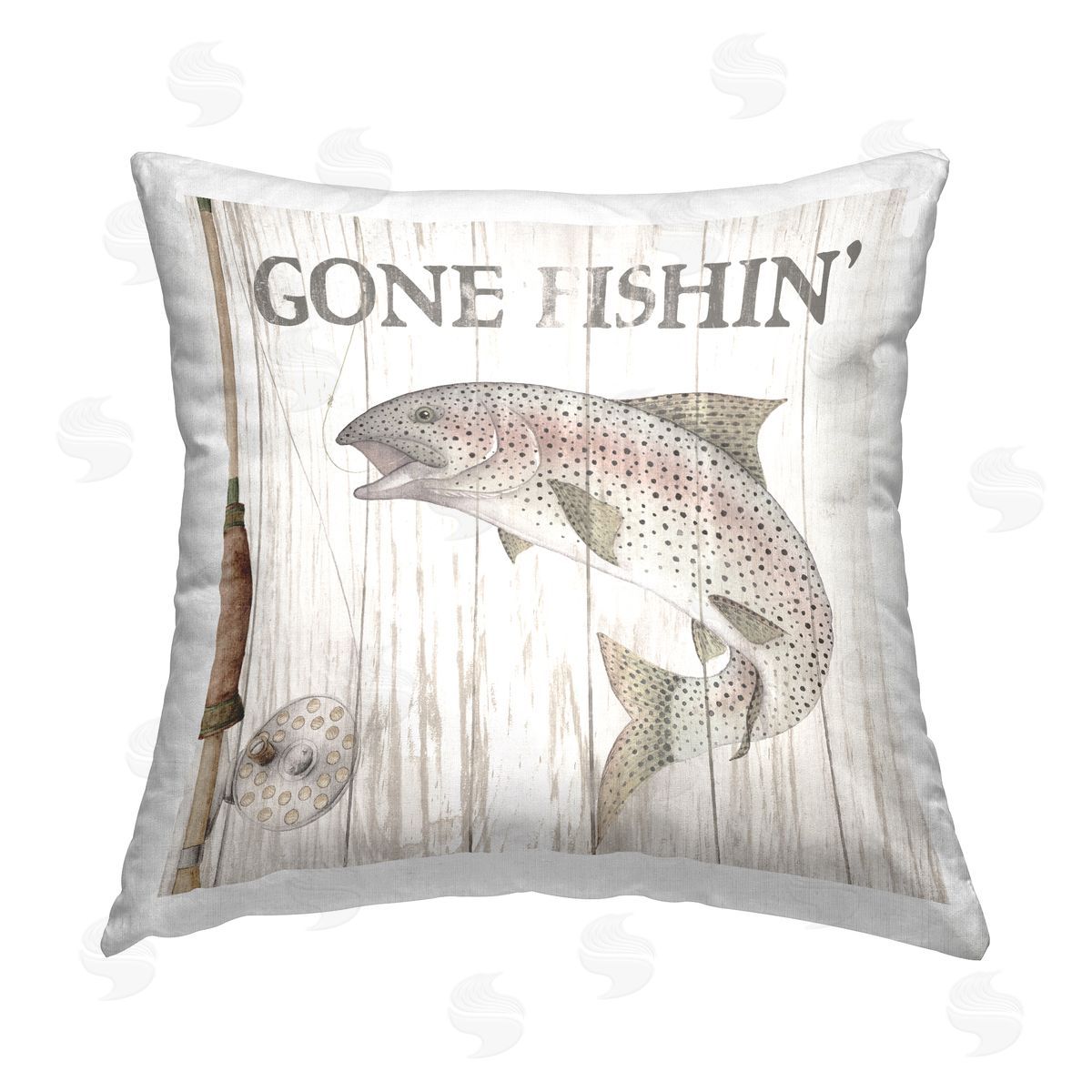 Gone Fishin' Rustic Pole Decorative Printed Pillow, Home Decor by Wild Apple Portfolio